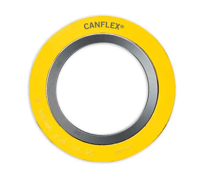 Canflex spiral wound gasket with metal winding, filler material and centering ring